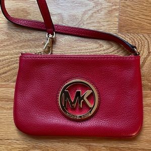 Michael Kors Red Pebbled Leather Wristlet